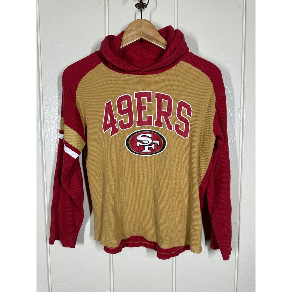 NFL Hoodie Kids M 10/12 Gold San Francisco 49ers Waffle Knit Raglan 7848